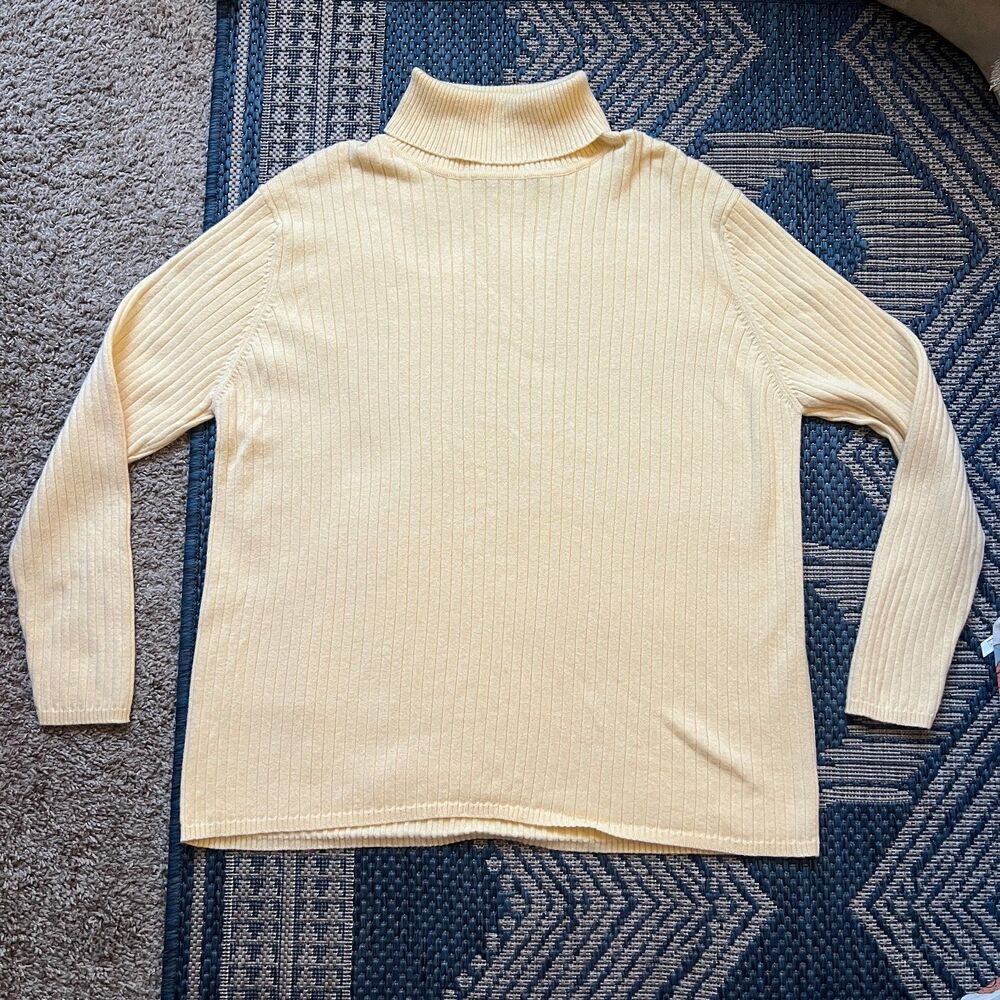 Butter yellow 90s vintage turtleneck sweater 1X Willow Bay cottagecore retro